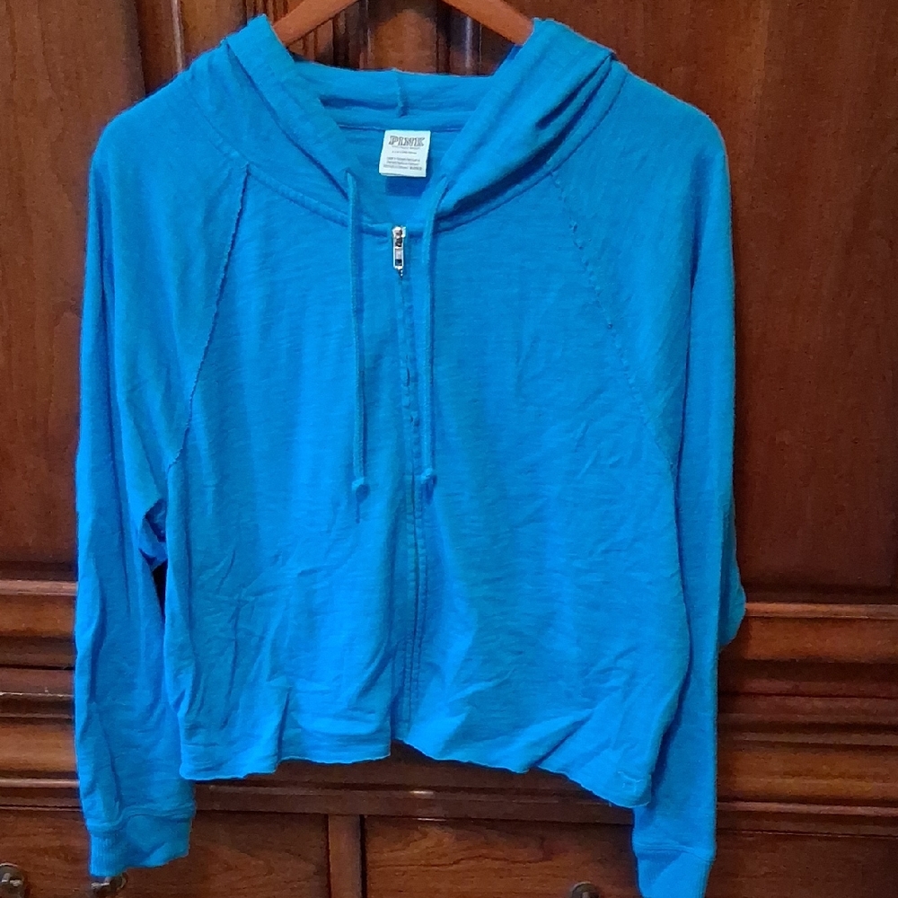 PINK Victoria's Secret Vibrant Blue Zip-Up Hoodie